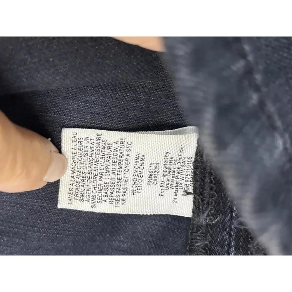 Free People Black Denim Mini‎ Skirt, Size 8 W31”L16” Boho Moto Grunge Y2K